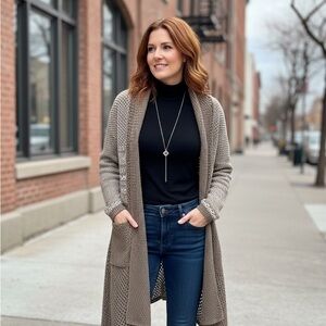 Source Unknown Gray Open-Front Cardigan